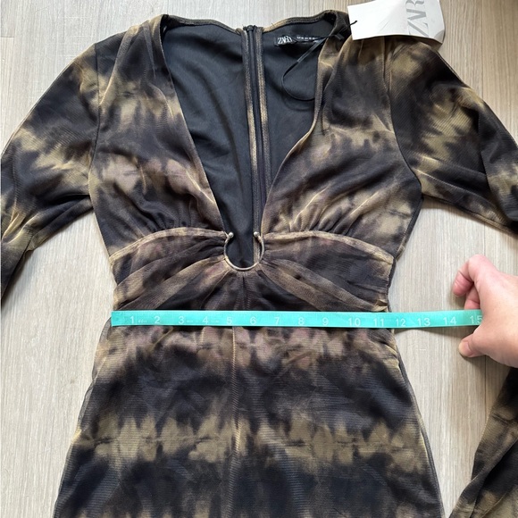 Zara Black and Brown Long Sleeve Dress - Picture 6 of 8